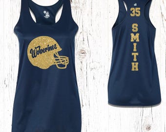 Camiseta sin mangas Dri-FIT con espalda deportiva y diseño de equipo de fútbol con purpurina personalizada, de Badger Athletic Wear - 4166