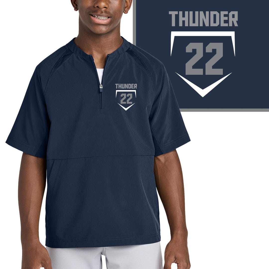 Baseball Team Custom Personalized YOUTH 1/2-zip Short Sleeve