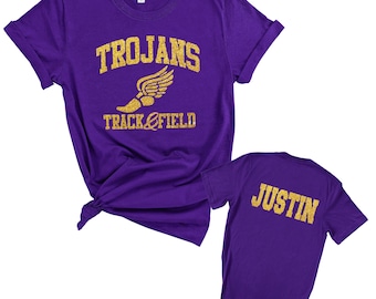 Track and Field Custom Personalized Glitter Design Unisex Soft Jersey Bella Canvas Tee Shirt Great Gift - 3.3001