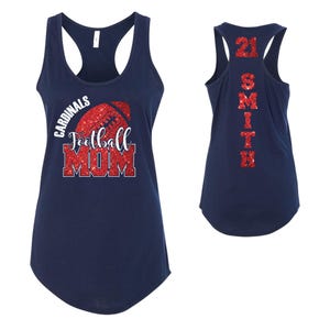 Football Team Mom Custom Personalized Glitter Design Fitted Women&#39;s Racerback Tank Tops by Next Level - 4.1533