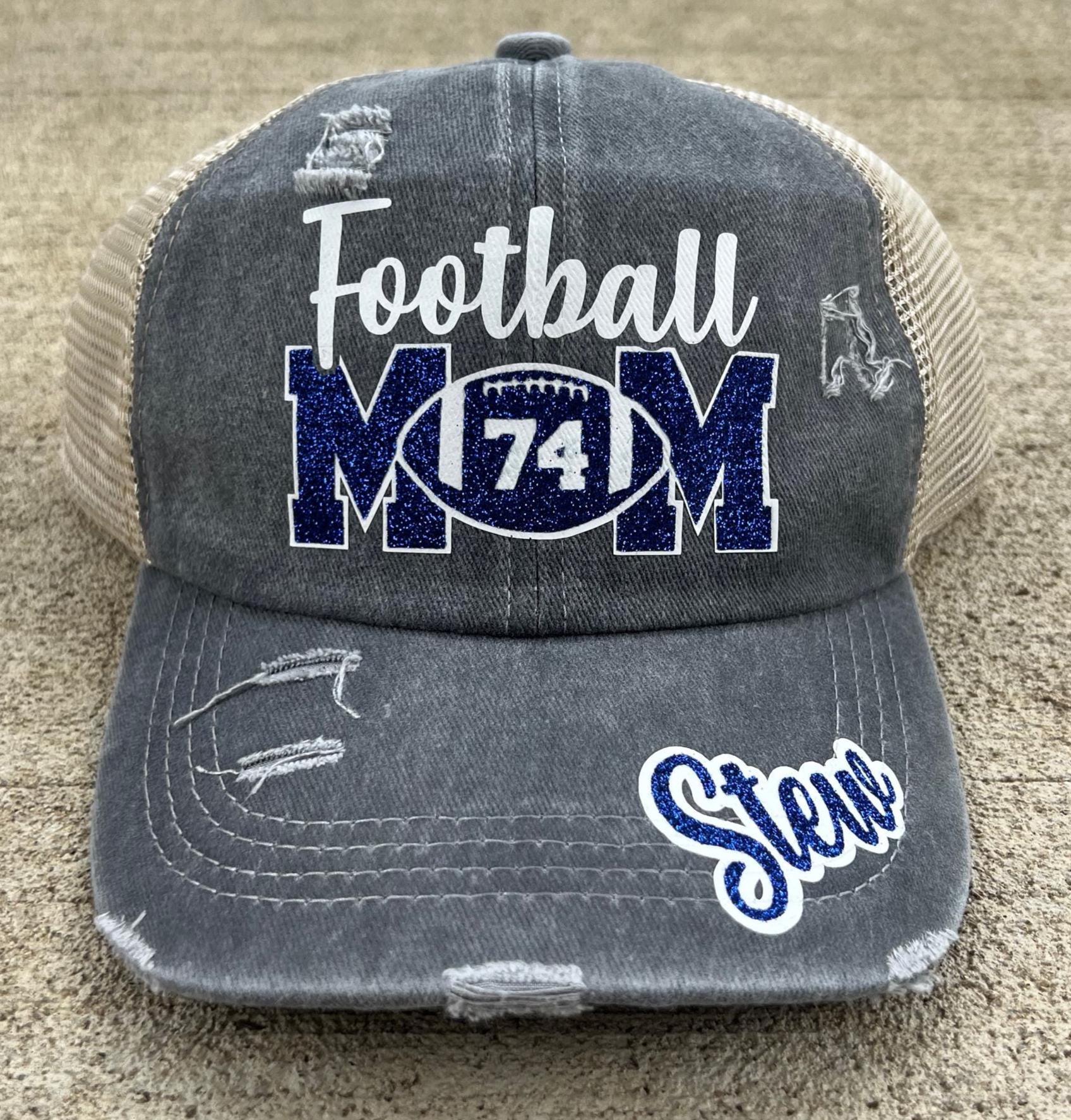 New Custom Designed Ivory Distressed Baseball Cap w Brown Glitter Football Mom Football Mom Hat Glitter Customize - Etsy main image 3