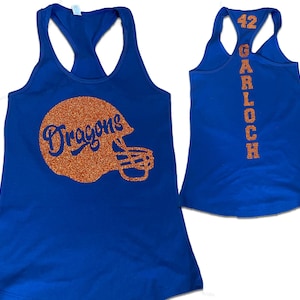 Football Team Helm Individuell personalisierte Glitter Design taillierte Damen Racerback Tank Tops von Next Level - 1533