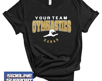 Gymnastiekteam op maat gepersonaliseerd glitterontwerp uniseks zachte jersey Bella canvas T-shirt geweldig cadeau - 5.3001