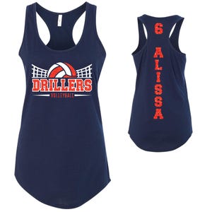 Volleyball Team Custom Personalized Glitter Design Fitted Women&#39;s Racerback Tank Tops by Next Level - 1533