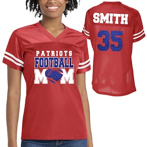Custom Football Mom Glitter Design Women&#39;s V-Neck Posi Charge Replica Football Jersey Personalized Perfect for Mom - LST307