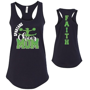 Cheer Mom Custom Personalized Glitter Design Fitted Women&#39;s Racerback Tank Tops by Next Level Cheerleader Team - 1533