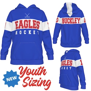 Hockeylag Anpassad Personlig Ungdom Varsity Färgblocksinspirerad Hoodie Perfekt Gåva Fantastiskt Heltäckande Tryck - YOY bild 1