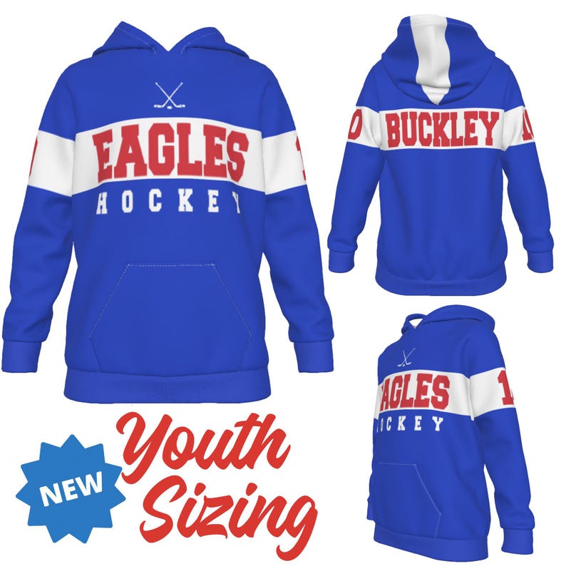 Hockeylag Anpassad Personlig Ungdom Varsity Färgblocksinspirerad Hoodie Perfekt Gåva Fantastiskt Heltäckande Tryck - YOY bild 1