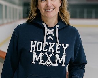 Verbazingwekkende kwaliteit Hockey Mom, uniseks sportsweater met kanten capuchon van J. America Hockeyhoodie, zeer dik en warm - 8830