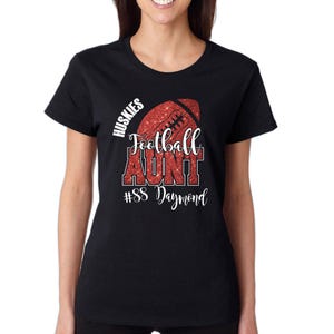 Football Aunt Design Custom Personalized Glitter Design Women&#39;s Heavy Cotton Gildan Tee Shirt Great Gift - 4.3001
