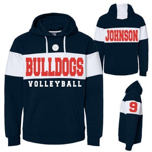 Volleyball Team Team Custom Personalized Unisex Varsity Colorblocked Fleece Hoodie Shirt Perfect Gift - 8644