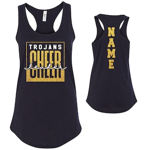 Cheer Team Custom Personalized Glitter Design Fitted Women&#39;s Racerback Tank Tops by Next Level Cheerleader Team - 1533