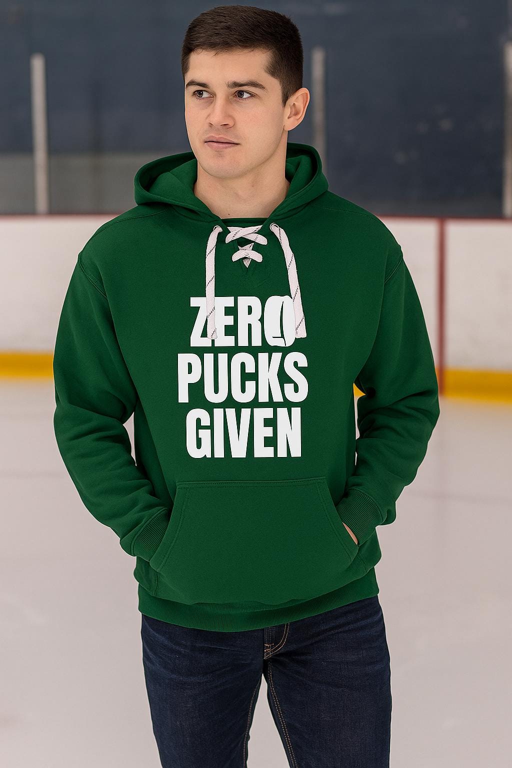 Funny Zero Pucks Given Hockey Fan Player Unisex Sport Lace Hooded
