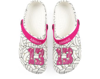 Personalized Custom Child and Adult Volleyball Clogs Shoes Great Gift Fully Customizable