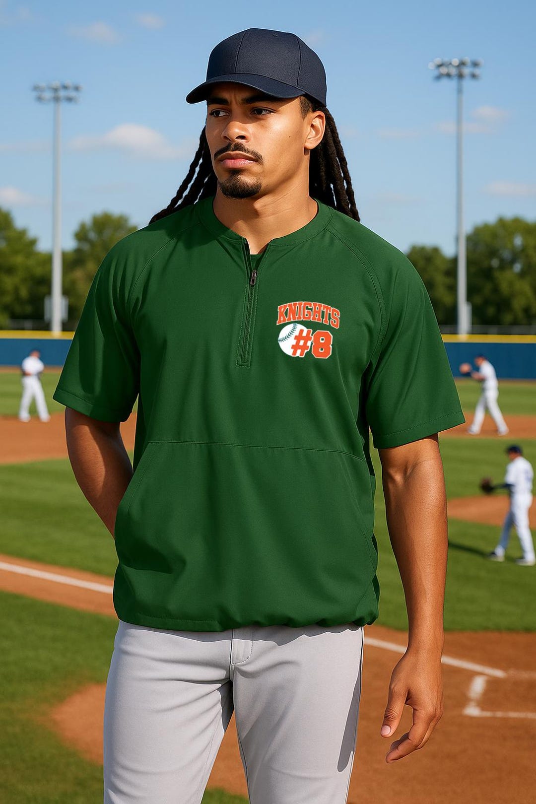 Baseball Team Custom Personalized Unisex 1/2-zip Short Sleeve