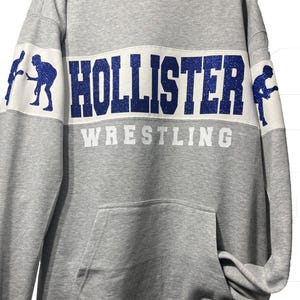 New Fully Custom Personalized Wrestling Glitter Design Colorblock Varsity Fleece J America Hooded Hoodie Sweatshirt - 8644.nvy/ogld