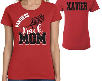 Track Mom Design カスタムパーソナライズグリッターデザイン レディース ヘビーコットン ギルダンTシャツ ギフトに最適 - 5000L
