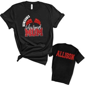 Color Guard Team Mom Custom Personalized Glitter Design Unisex Soft Jersey Bella Canvas Tee Shirt Great Gift - 4.3001