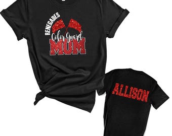 Color Guard Team Mom Custom Personalized Glitter Design Unisex Soft Jersey Bella Canvas Tee Shirt Great Gift - 4.3001