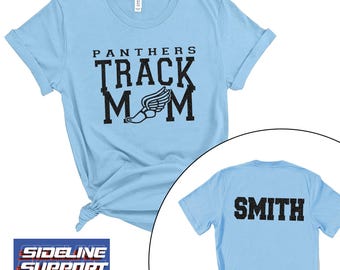 Track and Field Mom Mom Custom Personalized Glitter Design Unisex Soft Jersey Bella Canvas Tee Shirt Great Gift - 5.3001