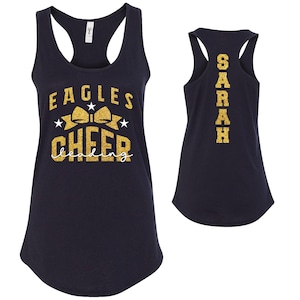 Cheer Team Custom Personalized Glitter Design Fitted Women&#39;s Racerback Tank Tops by Next Level Cheerleader Team - 1533