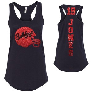Football Team Helm Individuell personalisierte Glitter Design taillierte Damen Racerback Tank Tops von Next Level - 1533