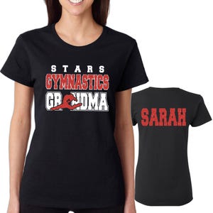 Camiseta personalizada de algodón pesado Gildan con diseño de chevron y purpurina para mujer, ideal como regalo, de abuela gimnasta (5,5000 l)