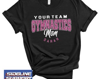 Gymnastik Mama Mama Individuell personalisierte Glitzer Design Unisex Soft Jersey Bella Canvas T Shirt Tolles Geschenk - 5.3001