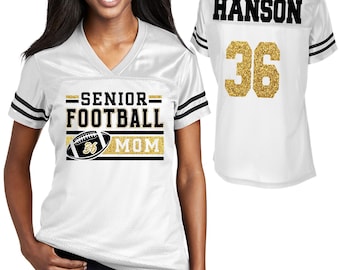 Custom Senior Football Mom Glitter Design Women's V-Neck Posi Charge Replica Football Jersey Personalized Perfect for Mom - LST307