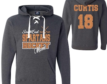 Sweat-shirt à capuche sport unisexe en dentelle avec paillettes personnalisées Hockey Mom par J. America Sweat à capuche Hockey Mama - 8830