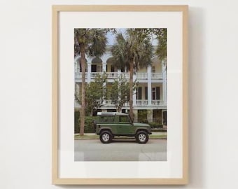 Charleston Land Rover Defender Photography Print, Charleston, SC, Charleston Wall Art Print Digital Download