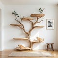 Modern Handmade Wooden Cat Tree – Large Climbing Tower, Unique Cat Shelf for Living Room, Natural Decor & Interactive Play Gift