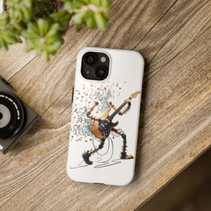 Custodia per telefono con figura che suona la chitarra, custodia per telefono con figura che suona la chitarra, custodia per telefono Samsung con figura che suona la chitarra, note musicali
