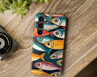 Sardines Tough Phone Cases, cute sardines phone case, Samsung sardine phone cover, IPhone 16, 15, 14, Many sizes