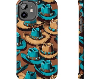 Turquoise Western Hats Tough Phone Case, Cowgirl Rodeo IPhone Cover, Southwest Country Cowgirl phone case,Western Style iPhone
