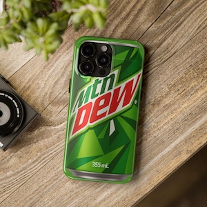 Mountain Dew telefonskal, Mountain Dew-älskarepresent, roligt Mountain Dew iPhone-skal, Samsung-skal, Mountain Dew läskburkskal