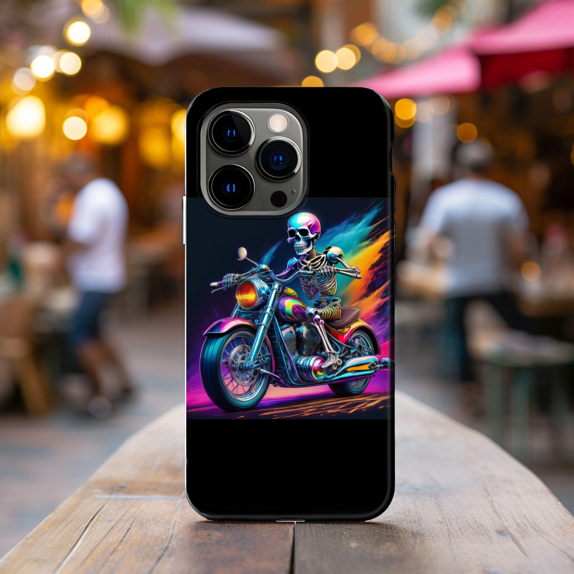 Motorcycle Skeleton Tough Phone Case, Biker Phone Cover, Skeleton