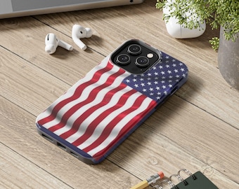 USA Flag Tough Phone Case, Patriotic Phone Case, American Flag iPhone Case, Fourth of July Phone Cover, Military Phone Case, Veteran Gift