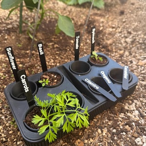 Self-Watering Planter with 8 Cells, 3D Printed Indoor/Outdoor Seed Starter Tray - Modern Ribbed Design, Built-in Water Reservoir