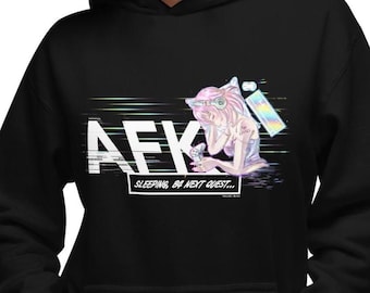AFK Before the Next Quest Hoodie, Anime Girl Sleeping Graphic Hoodie, Gamer Aesthetic Streetwear, Video Game Lover Gift