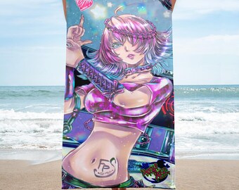 Gamer Girl Beach Towel, Anime FPS Style