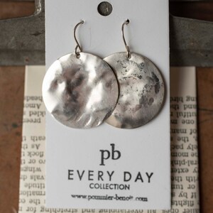 HAMMERED STERLINGS SILVER Disc Earrings image 1