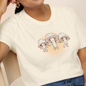 Maglietta per amanti dei funghi - Maglietta con simpatici funghi - Maglietta con grafica ispirata alla natura - Vibrazioni stravaganti del bosco