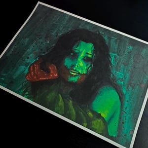 Amanda Young Saw Franchise Art Print, Horror Fan art, Gouache Painting