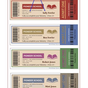 JW Pionier Schule Novelty Tickets