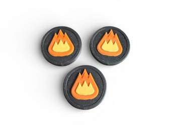 Fichas de efecto de estado de quema de fuego para juegos de rol de mesa / Contadores de condición para DnD, Pathfinder, juegos de fantasía, efectos de quema (12)