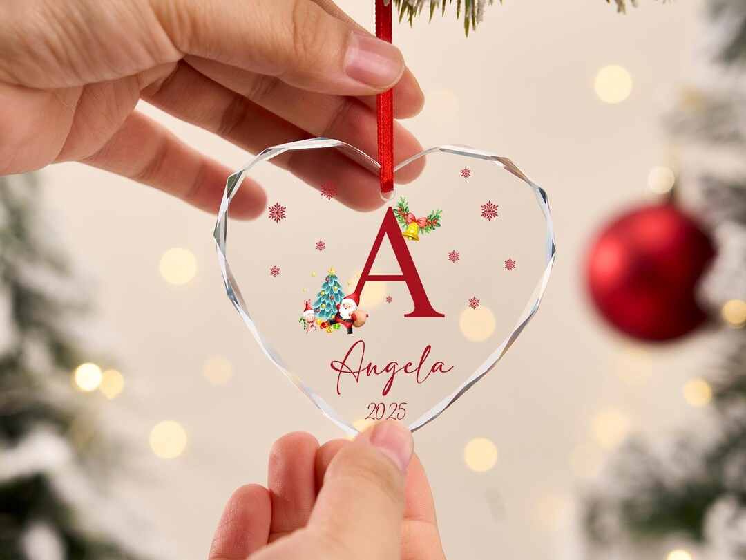 Personalized Glass Letter Name Ornament: 2025 Christmas Family Keepsake ...