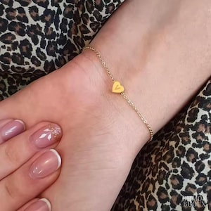 Pulsera con dijes chapada en oro o plata para mujer, pulsera con inicial de corazón y letras, joyería hecha a mano