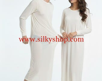 Silk Long Gown Sleepwear, Unisex Thermal Knit LIGHT WEIGHT UNDERWEAR