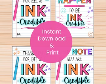 Ink-Credible Pen Thank You Cards: Teacher Appreciation Gift (Digital Download)